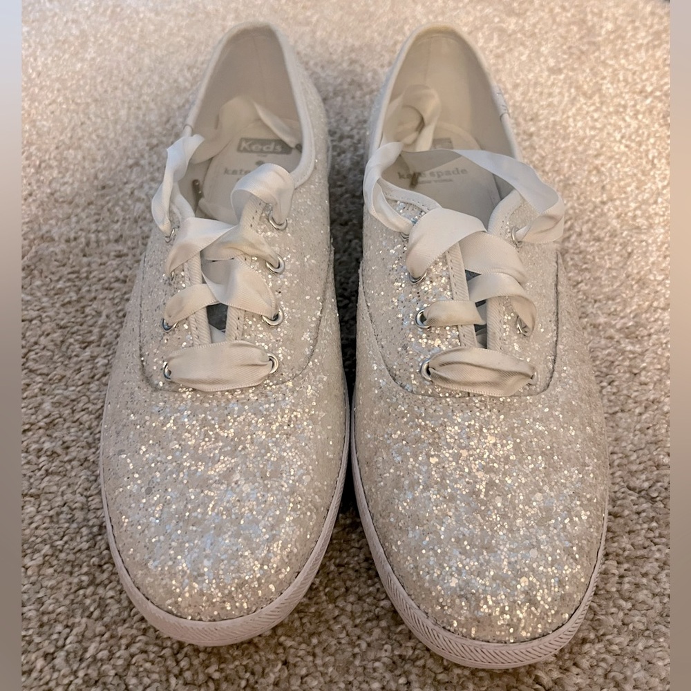 Kate Spade White Sparkly Keds